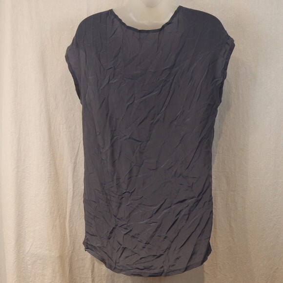 Caslon  Silk Color Block Gray & Blue Sleeveless Pocket Top LG - Picture 5 of 11